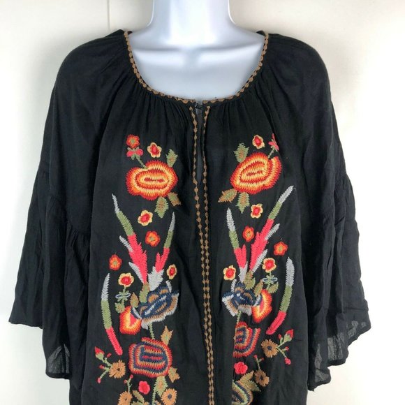 Solitaire 3/4 Sleeve Embroidered Boho Blouse - Picture 4 of 4